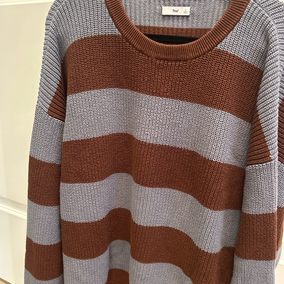 TNA blue and brown size L cable knit sweater - Picture 2 of 4